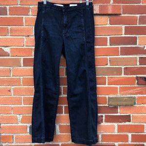 Anthropologie dark wash wide leg trousers